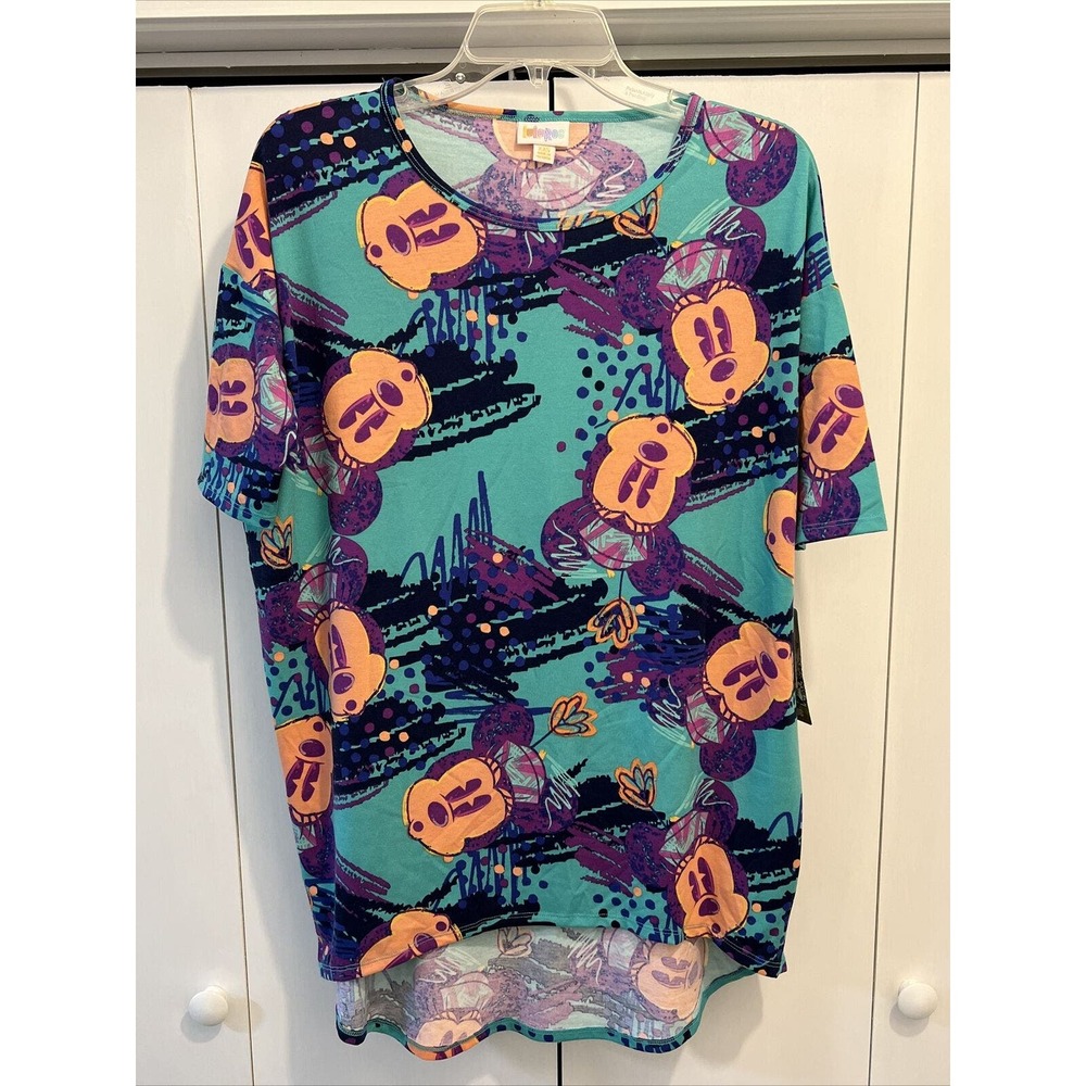 NEW Lularoe Womens Irma Tunic Shirt Disney Mickey/Minnie Mouse NEON MULTI‎ XXS